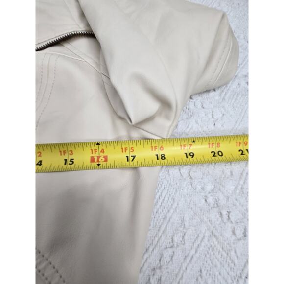 Miss London Black Label Lined FAUX Leather Bomber Biker Jacket Sz Small READ - Picture 6 of 16